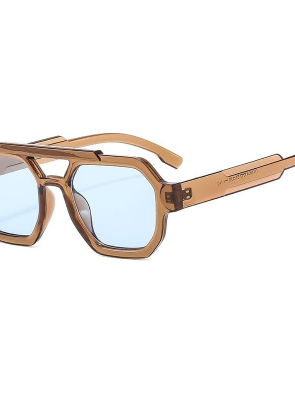 Stylish Double Bridge Hexagonal Sunglasses with Full UV400 Protection